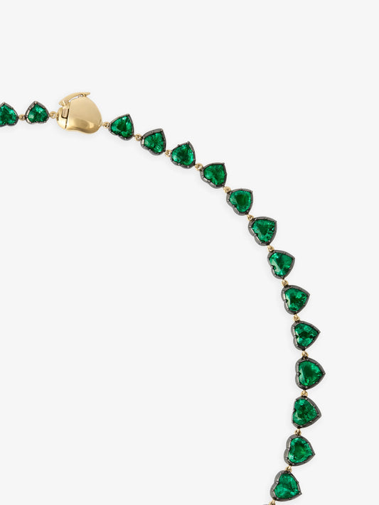 Signature Emerald Heart Button Back Necklace