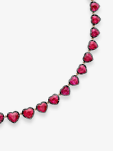 Signature Ruby Heart Button Back Necklace