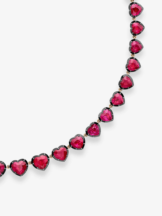 Signature Ruby Heart Button Back Necklace View 2