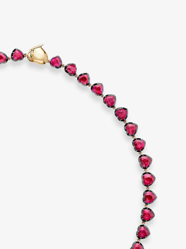 Signature Ruby Heart Button Back Necklace