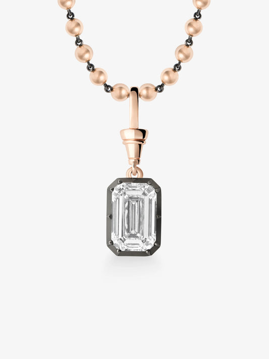 Ball n Chain 7.02ct Emerald Cut Diamond Pendant View 2