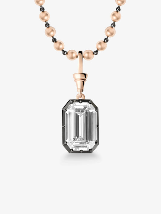 Ball n Chain 11.83ct Emerald Cut Diamond Pendant View 2