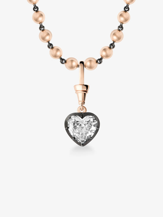 Ball n Chain 3.64ct Heart-Shaped Diamond Pendant View 2