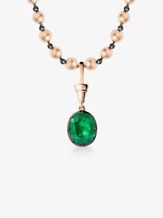 Ball n Chain 4.50ct Oval Emerald Pendant