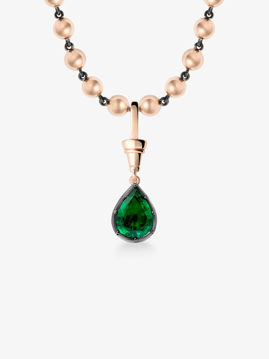 Ball n Chain 2.03ct Pear-Shaped Emerald Pendant View 2