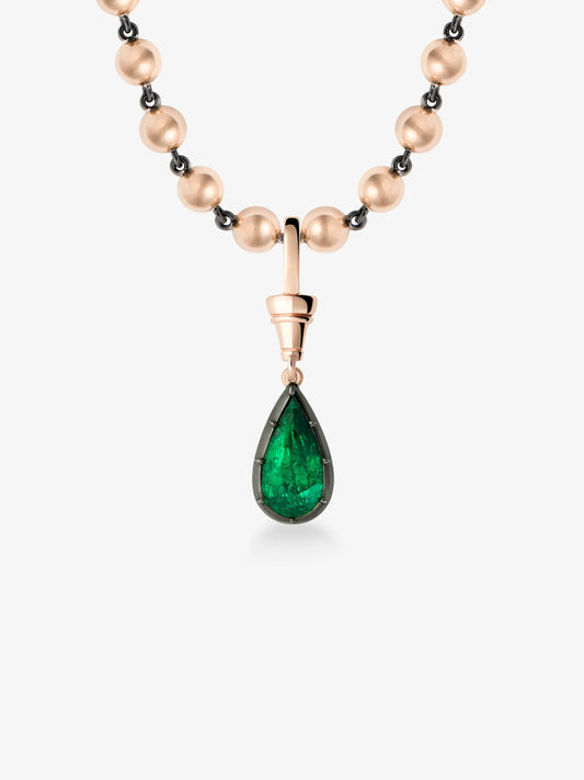 Ball n Chain 2.99ct Pear-Shaped Emerald Pendant