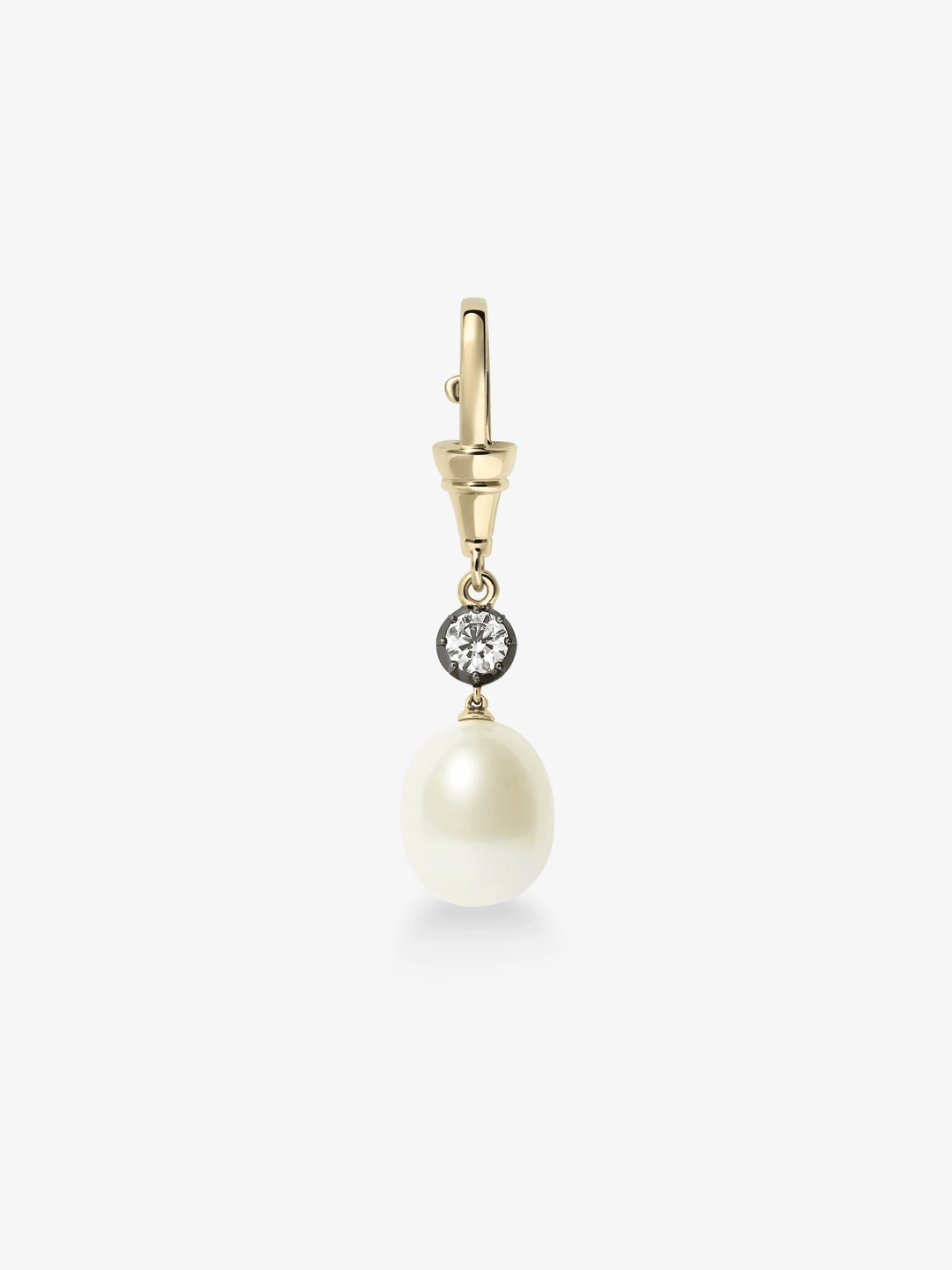 Ball n Chain Pearl & 0.40ct Diamond Yellow Gold Pendant