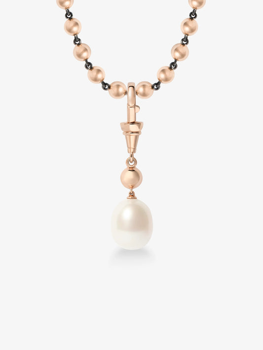 Ball n Chain Pearl & 0.40ct Diamond Pendant