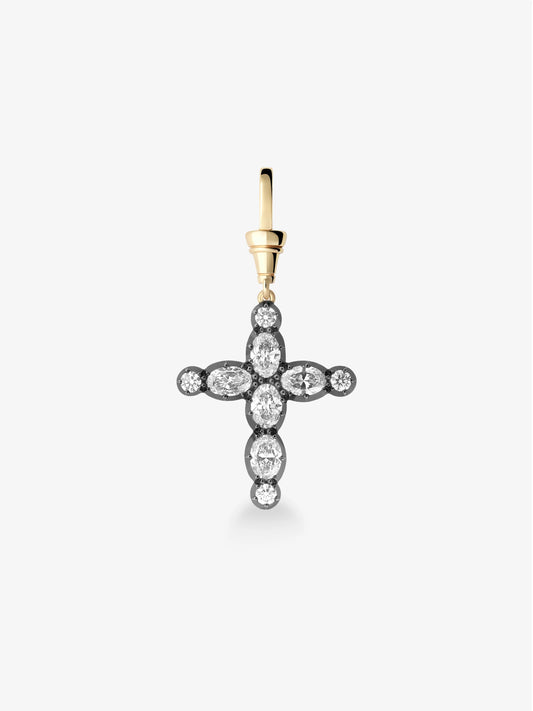 Oval Diamond Cross Pendant