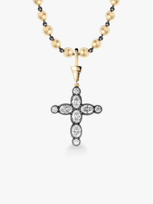 Oval Diamond Cross Pendant