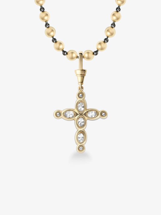 Oval Diamond Cross Pendant