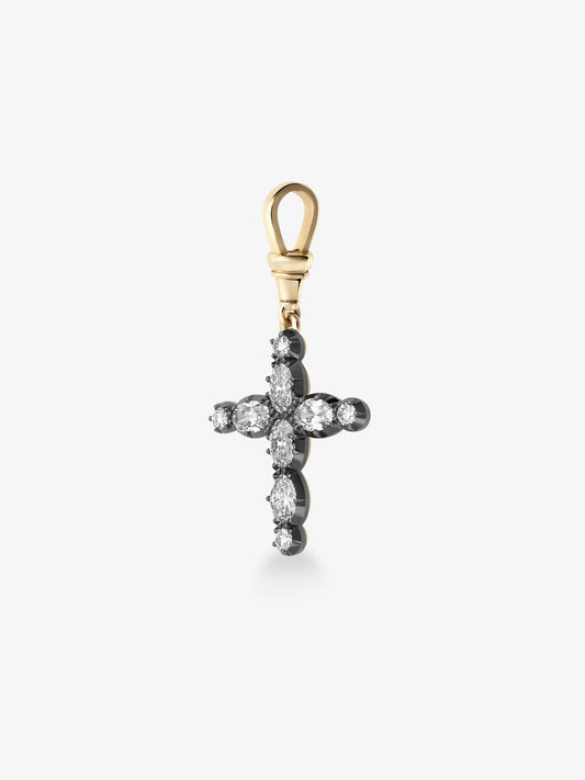 Oval Diamond Cross Pendant