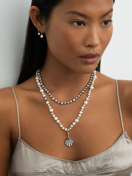 Beaches Detachable Shell Diamond Ball n Chain Pendant