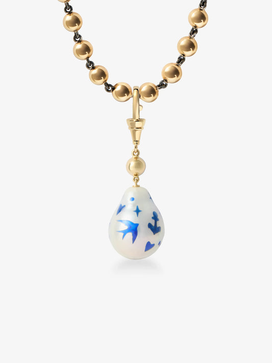 Hello Sailor Blue Tattoo Pearl & 0.40ct Diamond Pendant