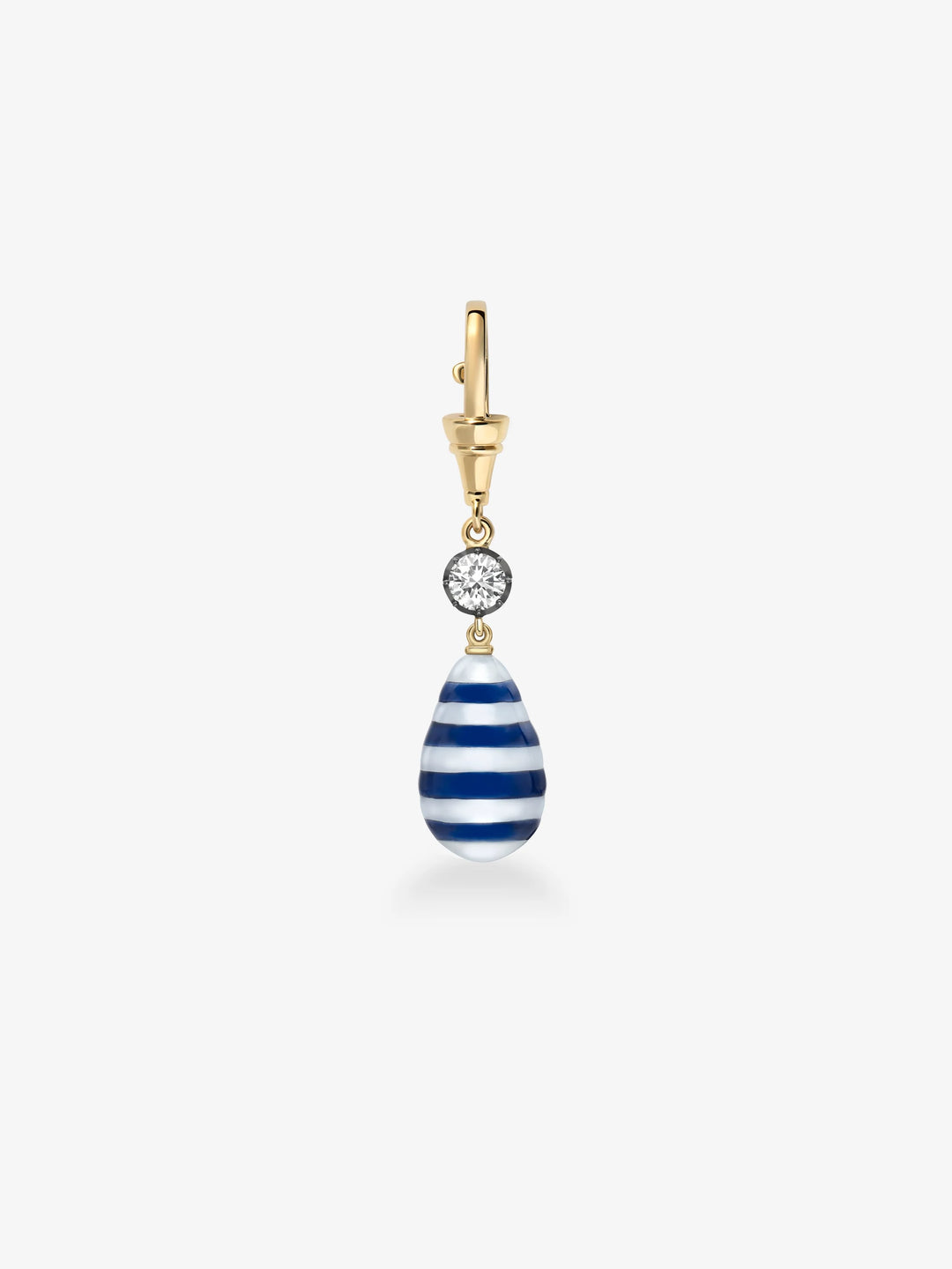 Hello Sailor Breton Stripe Pearl & 0.40ct Diamond Pendant View 1