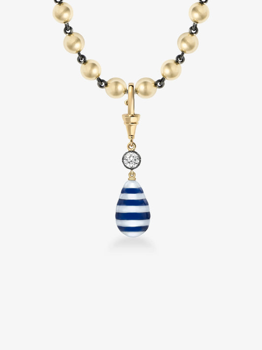 Hello Sailor Breton Stripe Pearl & 0.40ct Diamond Pendant