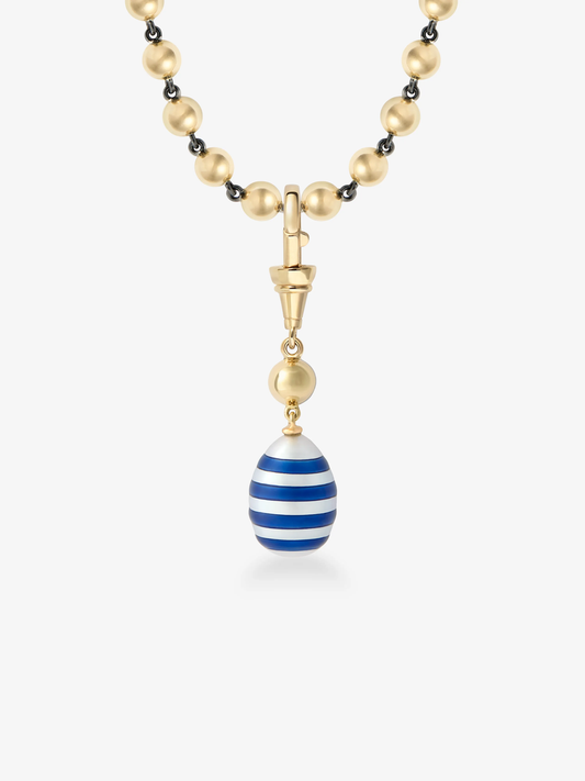 Hello Sailor Breton Stripe Pearl & 0.40ct Diamond Pendant