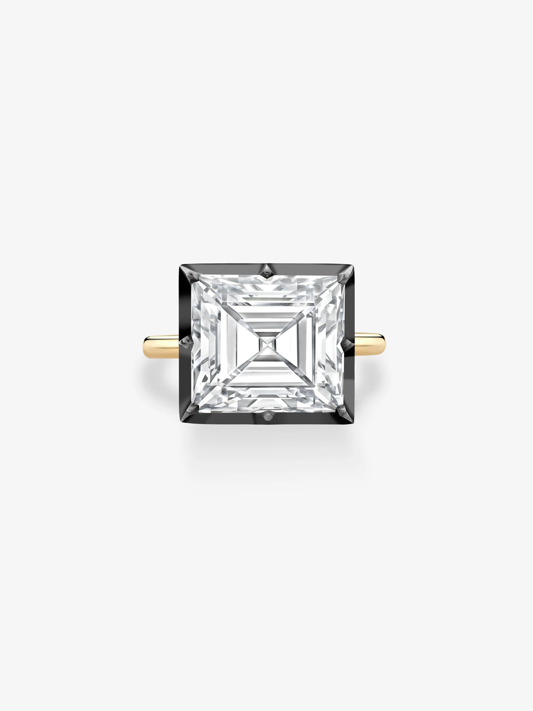 10.48ct East-West Emerald Cut Diamond Button Back Ring