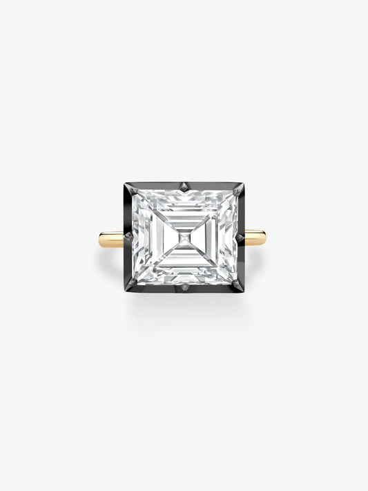 10.48ct East-West Emerald Cut Diamond Button Back Ring