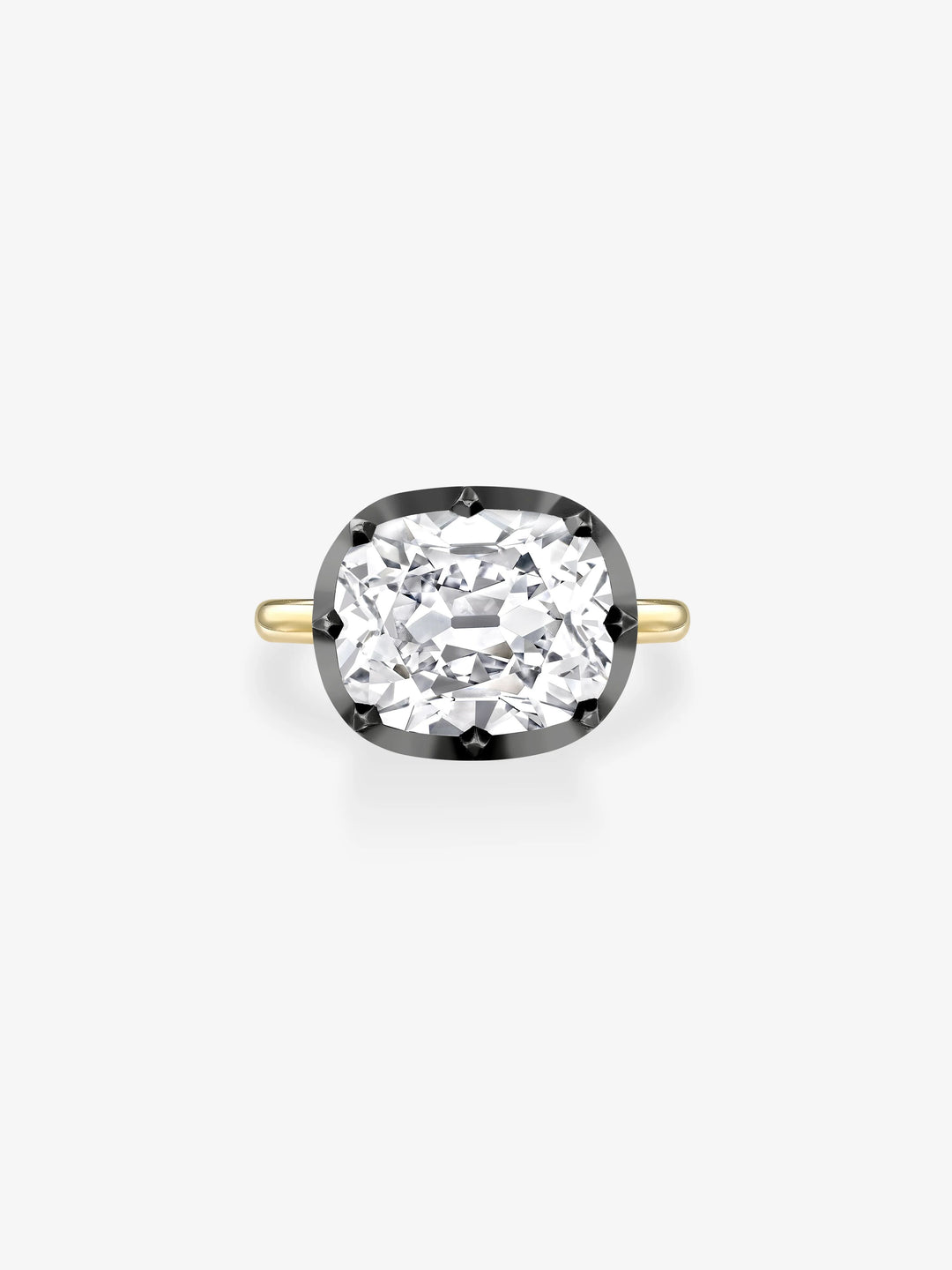 6.27ct East-West Cushion Diamond Button Back Ring