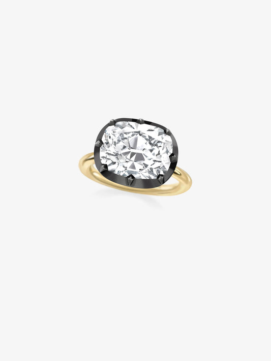 6.27ct East-West Cushion Diamond Button Back Ring