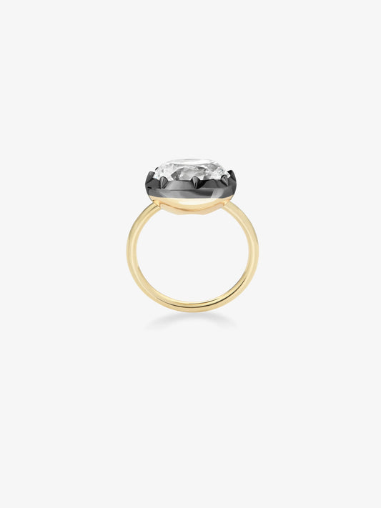 6.27ct East-West Cushion Diamond Button Back Ring View 4