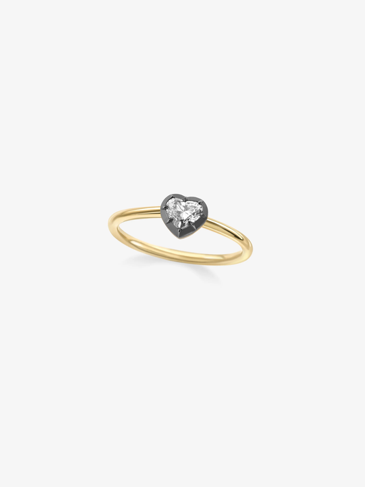 0.30ct Heart-Shaped Diamond & Blackened Gold Button Back Ring View 2