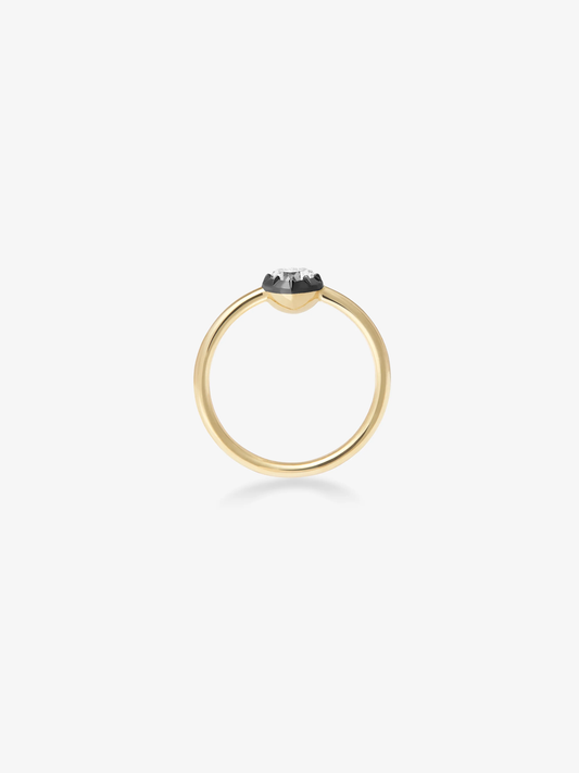 0.30ct Heart-Shaped Diamond & Blackened Gold Button Back Ring