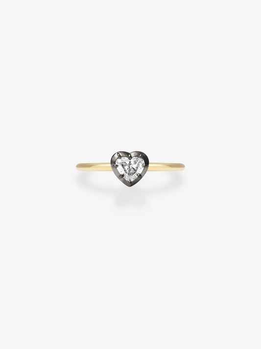 0.50ct Heart-Shaped Diamond & Blackened Gold Button Back Ring