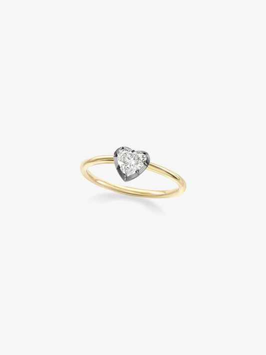 0.50ct Heart-Shaped Diamond & Blackened Gold Button Back Ring View 2