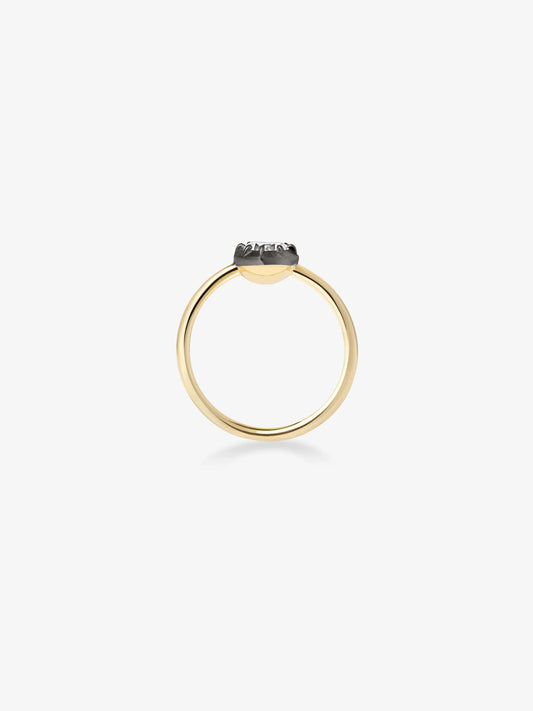 0.50ct Heart-Shaped Diamond & Blackened Gold Button Back Ring View 4