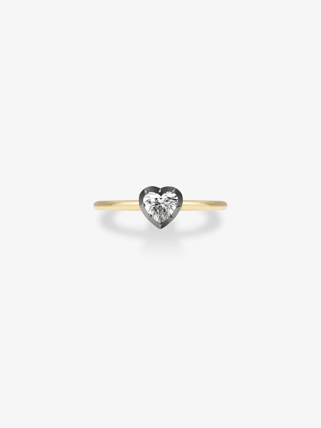 0.70ct Heart-Shaped Diamond & Blackened Gold Button Back Ring