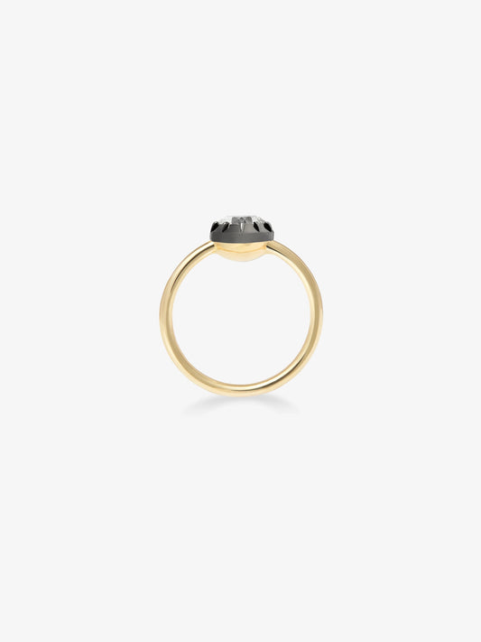 0.70ct Heart-Shaped Diamond & Blackened Gold Button Back Ring