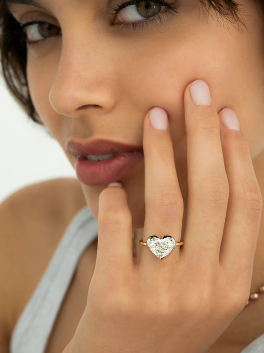 3ct Heart-Shaped Diamond & White Gold Button Back Ring