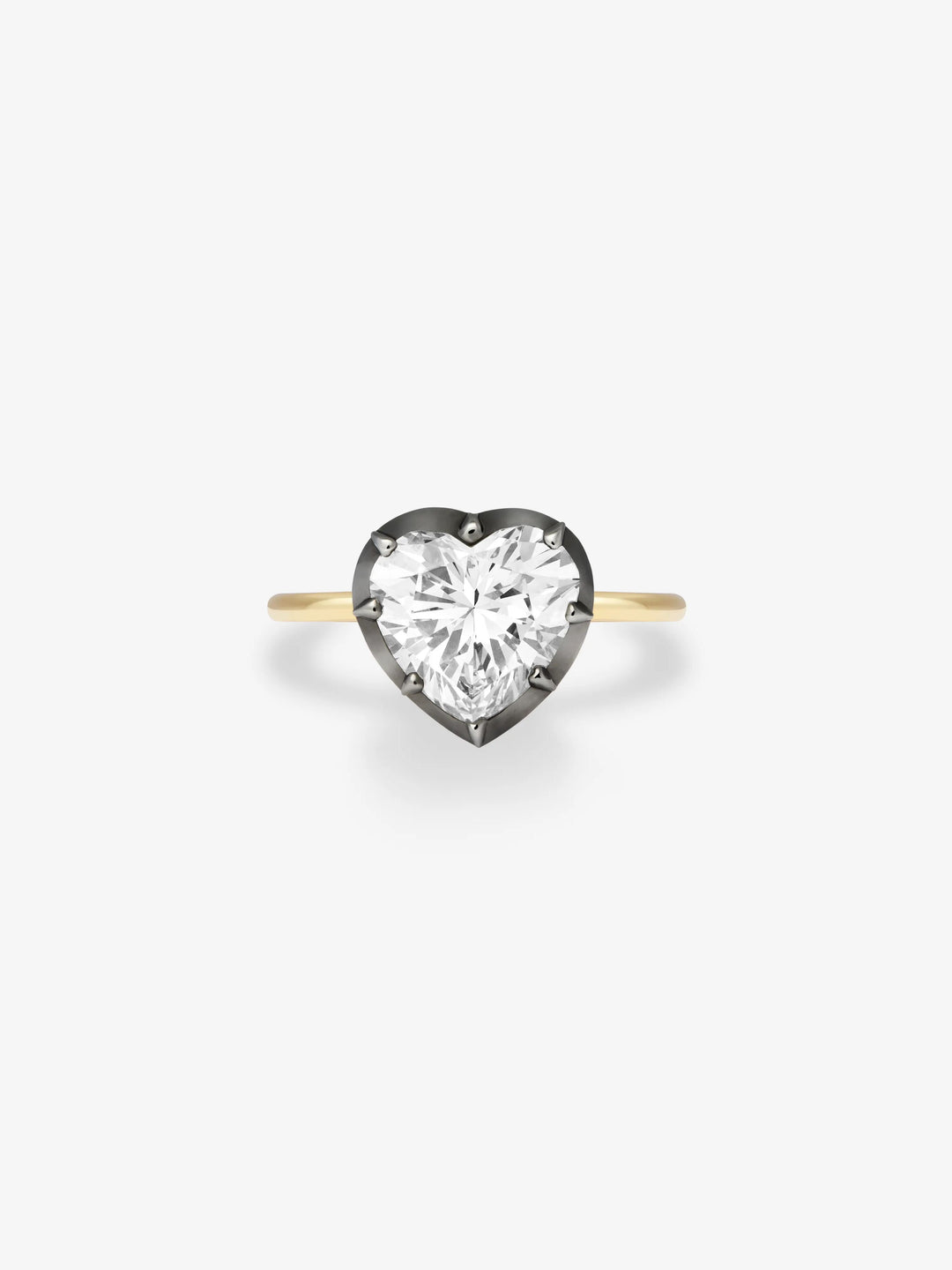 3.57ct Heart-Shaped Diamond & Blackened Gold Button Back Ring View 1