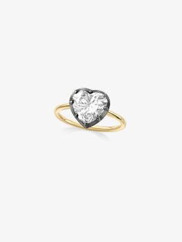 3.57ct Heart-Shaped Diamond & Blackened Gold Button Back Ring