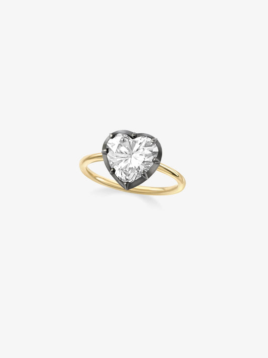 3.57ct Heart-Shaped Diamond & Blackened Gold Button Back Ring View 3