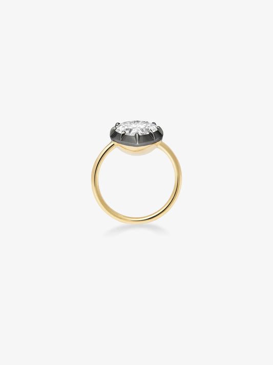 3.57ct Heart-Shaped Diamond & Blackened Gold Button Back Ring