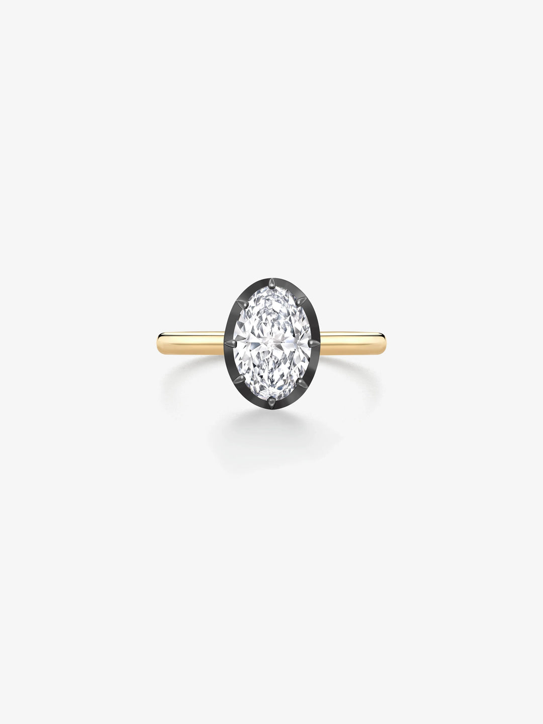 1.53ct Oval Diamond & Blackened Gold Button Back Ring View 1