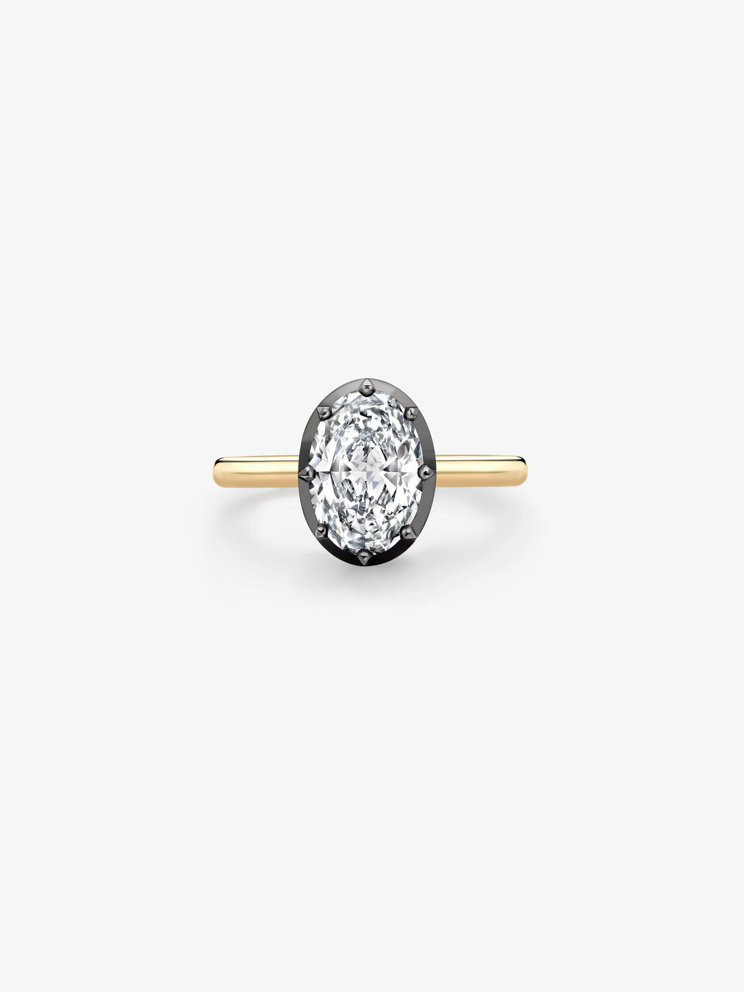 1.72ct Oval Diamond & Blackened Gold Button Back Ring