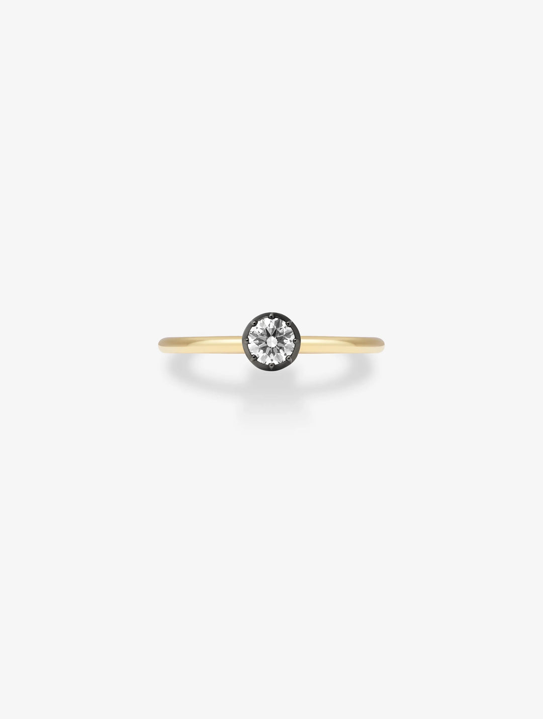 0.25ct Diamond & Blackened Gold Button Back Ring View 1