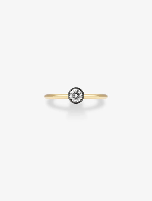 0.25ct Diamond & Blackened Gold Button Back Ring