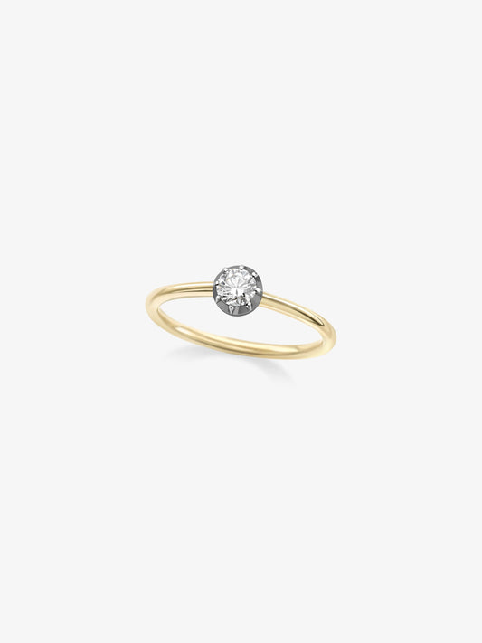 0.25ct Diamond & Blackened Gold Button Back Ring