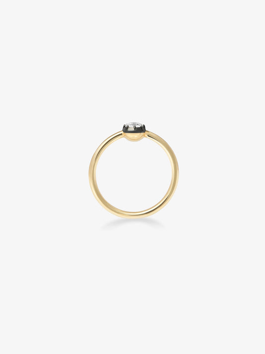 0.25ct Diamond & Blackened Gold Button Back Ring View 4