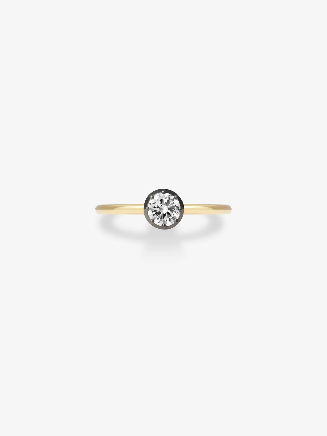 0.40ct Diamond & Blackened Gold Button Back Ring View 1