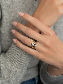 0.40ct Diamond & Blackened Gold Button Back Ring