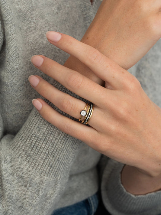 0.40ct Diamond & Blackened Gold Button Back Ring View 3