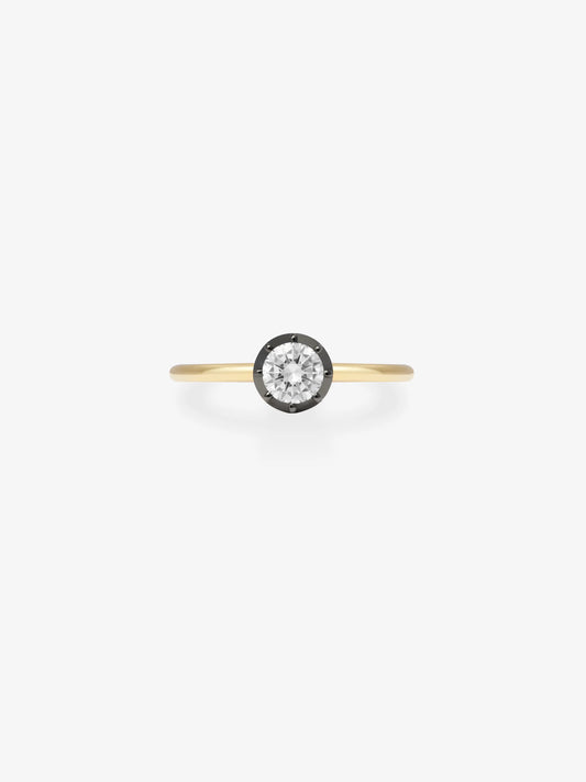 0.50ct Diamond & Blackened Gold Button Back Ring