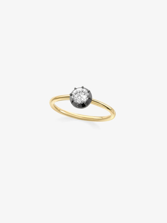 0.50ct Diamond & Blackened Gold Button Back Ring View 2