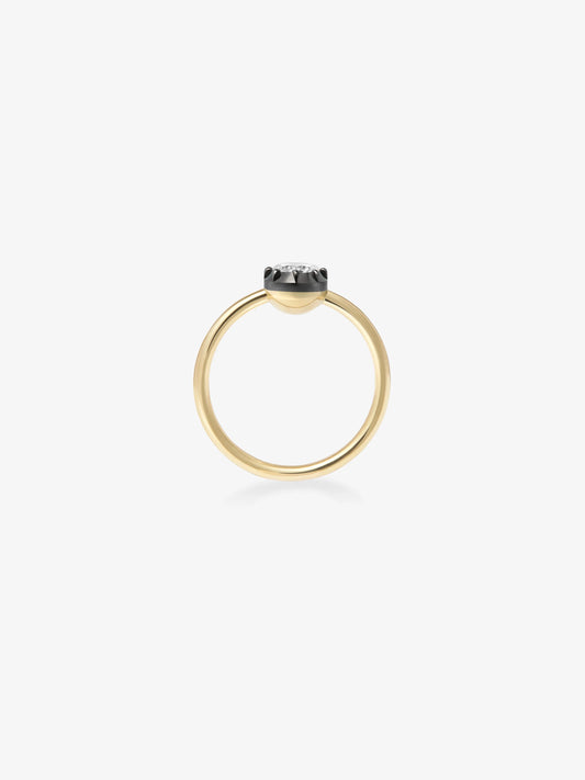 0.50ct Diamond & Blackened Gold Button Back Ring View 4